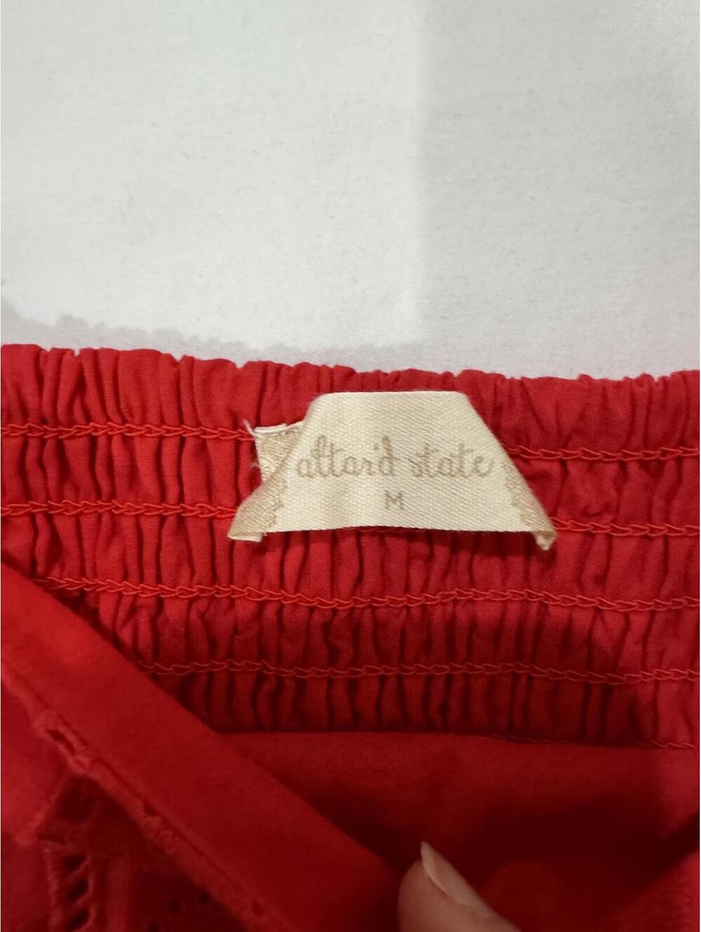 Altar'd State Red Eyelet Embroidered Coquette Cottagecore Ruffle Crop Top Medium - Picture 4 of 7